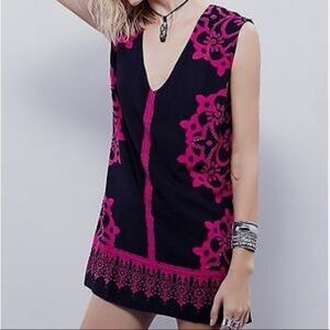 Free People Black and Pink Mini Dress - XS